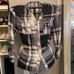New York Laundry Black and White Flannel Shirt